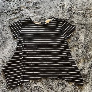 btween Black and White Striped Short Sleeve Top